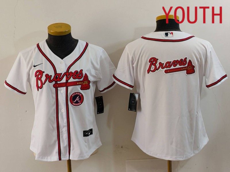 Youth Atlanta Braves Blank White Game 2024 Nike MLB Jersey style 4->youth mlb jersey->Youth Jersey